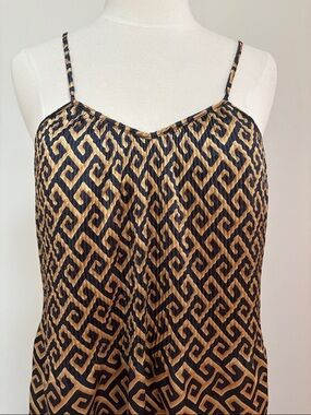 Mary McFadden Black and Gold Geometric Gown